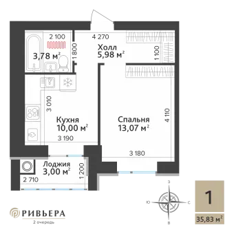 Планировка 1-комнатная