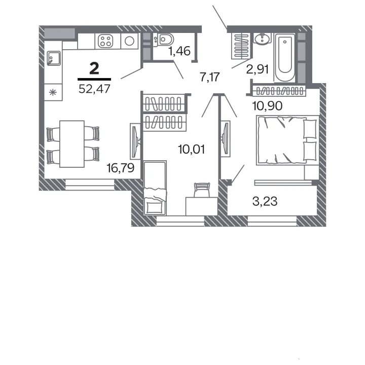 Планировка 2-комнатная